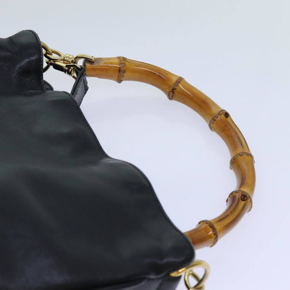 GUCCI Bamboo Shoulder Bag Leather 2way Black Auth 70623 - Picture 14 of 16